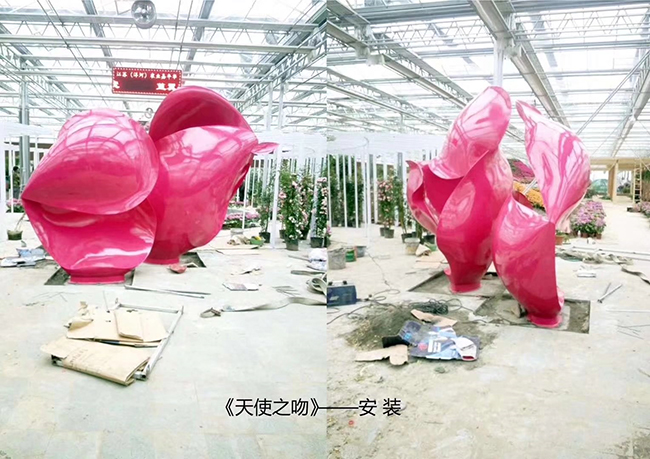 不銹鋼噴漆雕塑《天使之吻》